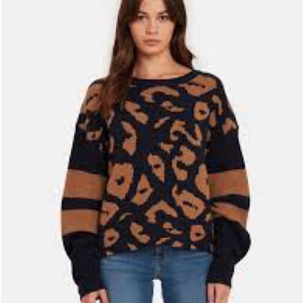 John + Jenn Leopard Print Sweater - Black and Brown